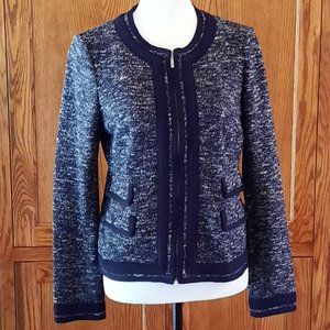 Talbots Navy Blue Heathered Zipper Sweater